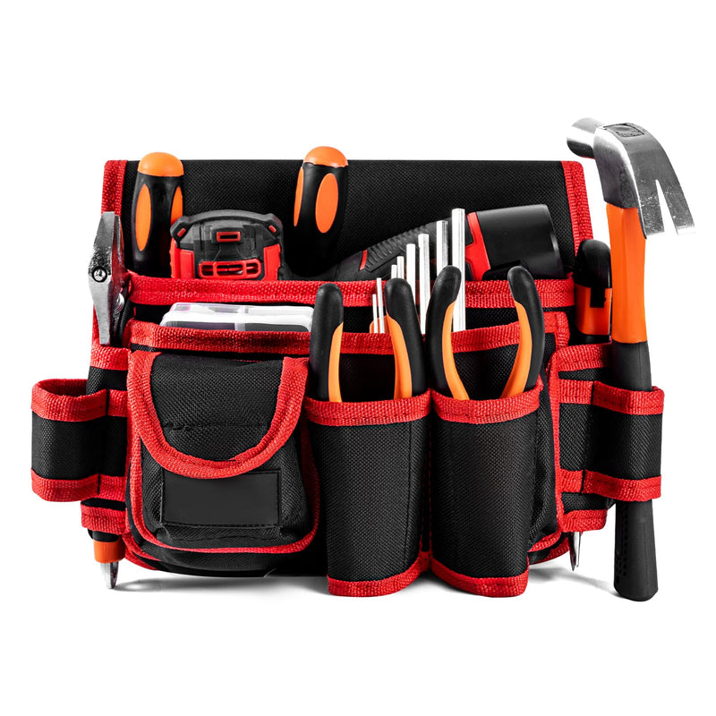 Ultra-Thick Men's Tool Belts Fits Waist 31”to 52” Adjustable Oxford Work Pouch with 15 Durable Pockets, Ideal for Repair & Electrical Work (Orange, Extra Large) Orange