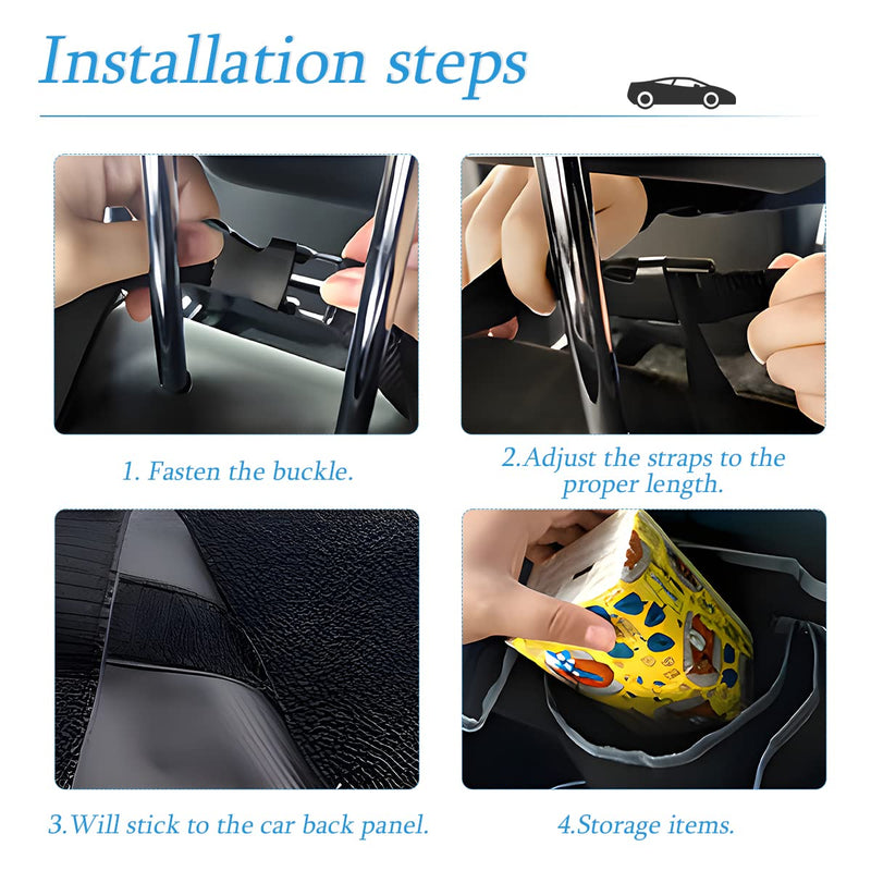 AUCELI Car Trunk Organizer, Backseat Hanging Large Storage with Adjustable Straps, Waterproof Collapsible Cargo Bag with 4 Pockets, Sturdy Space Saver Frees Trunk Floor for SUV, Truck, MPV Black