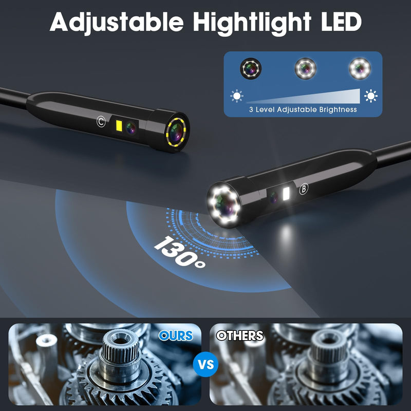 Endoscope Camera with Light,Triple Lens 1080P HD Borescope,16.4ft/5M Cable,2MP IP67 Waterproof Inspection Camera,2600mAh Battery,8GB Storage (M60-3lens-8GB-5M) M60-3lens-8GB-5M