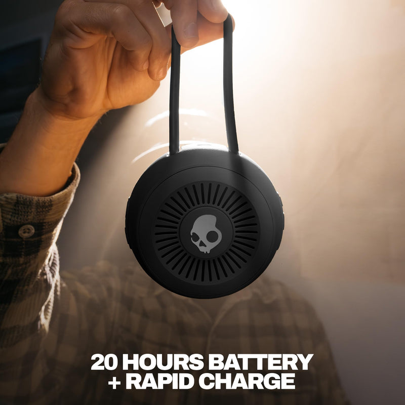 Skullcandy Session 360 Portable Lightweight Bluetooth Speaker - True Black | Waterproof, Dustproof, 20 Hours of Playtime, Built for Home, Outdoors, Party, Travel, Big Sound, iPhone Android Compatible