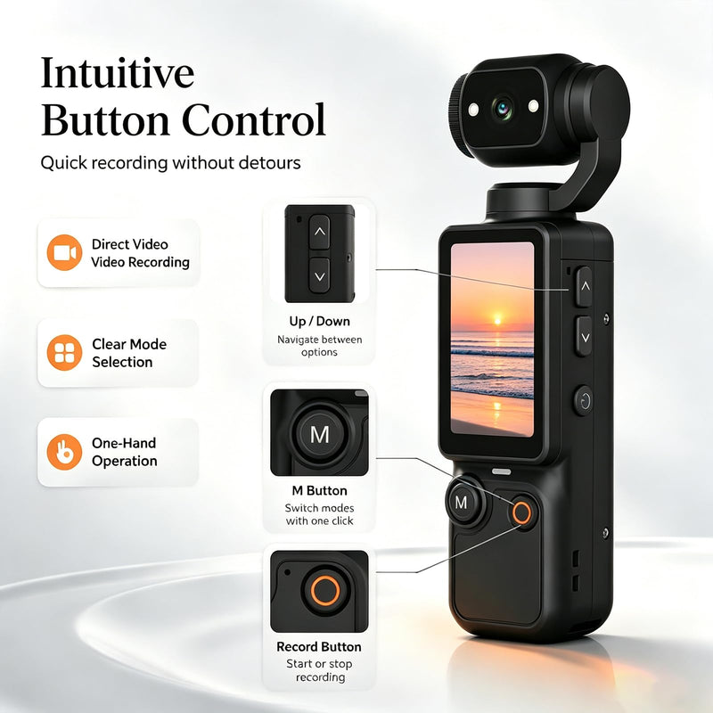 Molegar Mini Vlogging Camera Portable Handheld Video Camcorder with 180° Rotating Lens, 5MP HD Recording, 2000mAh Battery,64GB Card, One Button Recording Pocket Cam for Travel, Daily Life Black