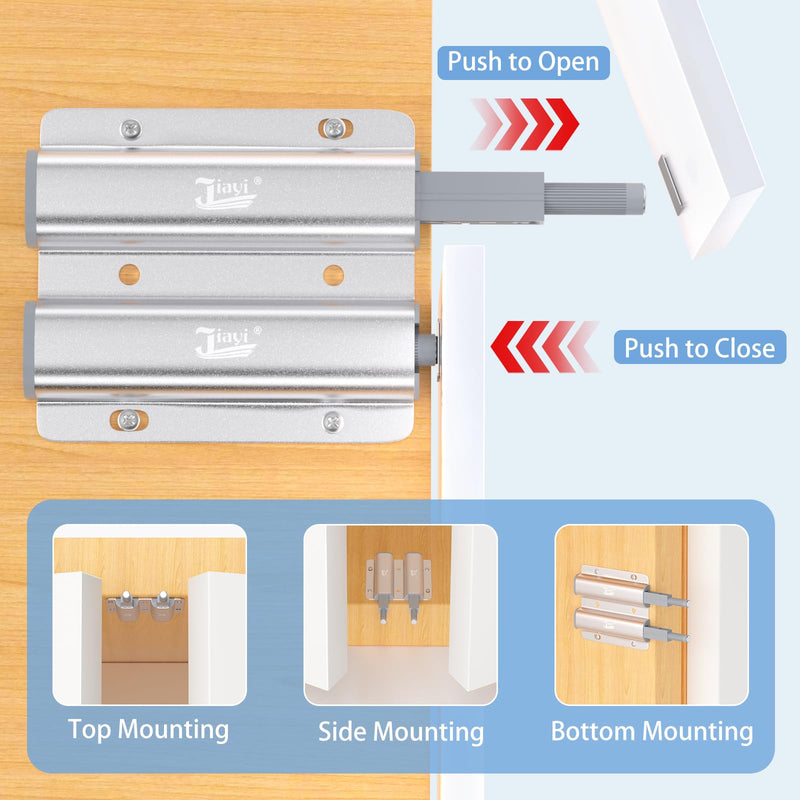 Jiayi Push Catch Metal Heavy Duty 4 Pack Double Push to Open Door Latch Touch Latches Kitchen Door Push Release Latch for Drawer Closure Door Catches Double Push Open Cabinet Hardware