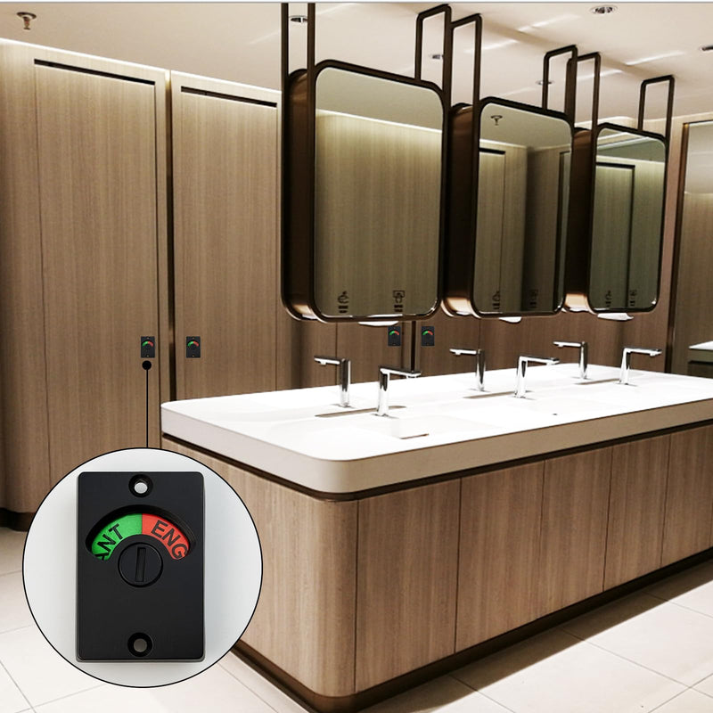 Vacant Occupied Bathroom Lock, Zinc Alloy Latch Indicating Lock Bathroom Door Privacy Lock Indicator Bolt Vacant/Engaged Bathroom WC Public Restroom Toilet Privacy Partition Door Lock Latch (Black) Black