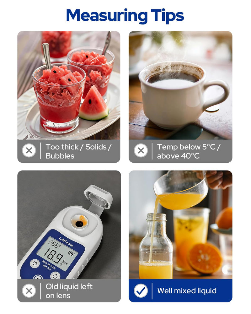 Digital Refractometer Range 0-55 BM101 Brix Refractometer ±0.2% Accuracy with ATC, IP65 Brix Meter for Juice, Wine Making & Coffee 0-55% Brix