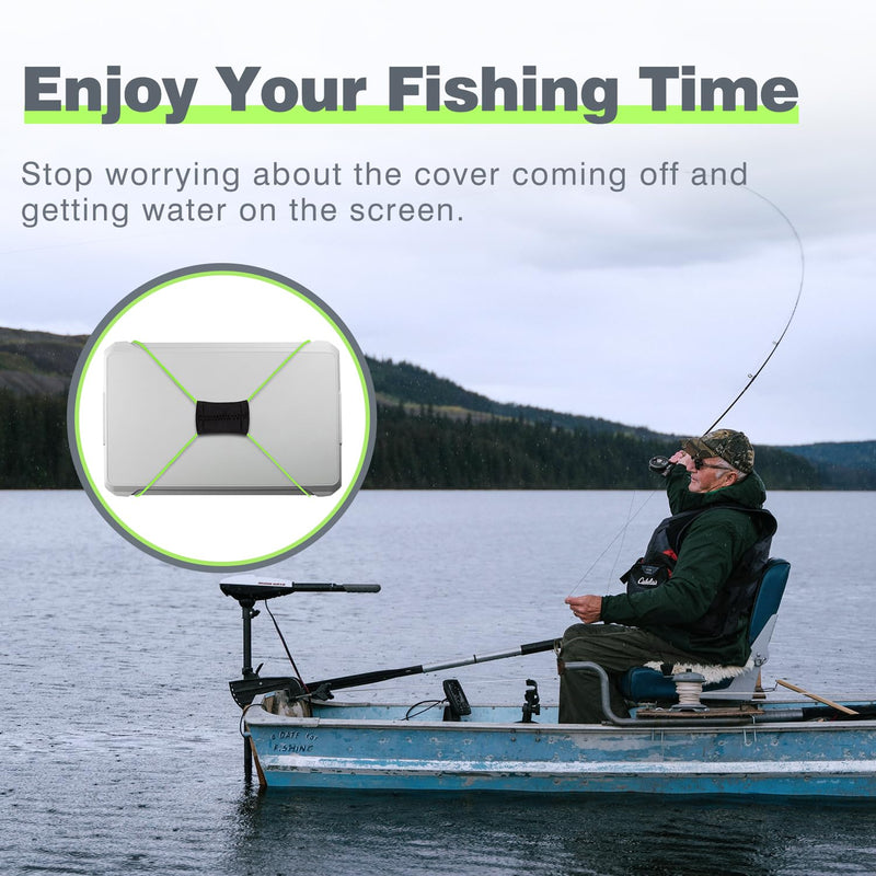 2 Pcs Fish Finder Cover Strap Secure Fishing Graph Cover Adjustable Bungee for Travel Green