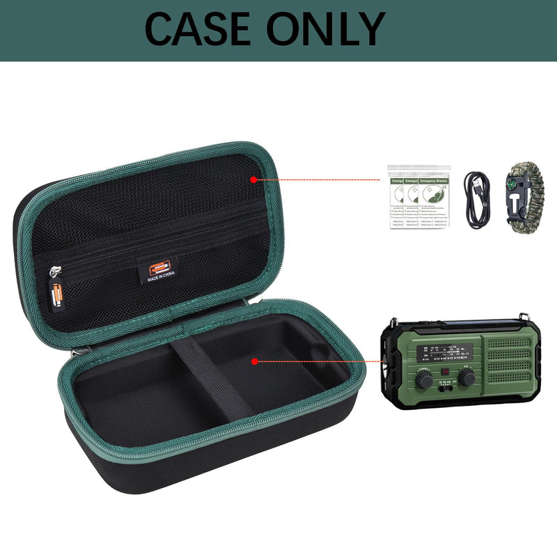 Hard EVA Carry Case Compatible with Vokida/PPLEE/Eoxsmile Emergency Radio Hand Crank Solar Emergency Weather Radio, Portable Protective Storage Box with Mesh Pocket (Case Only)