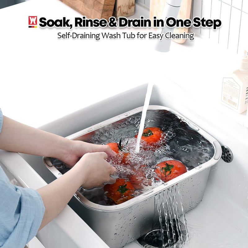WAGENSTEIGER Portable Stainless Steel Washing-Up Bowl 10L (2.64 Gal), Large Multipurpose Dishpan for Kitchen Sink, Camping & Outdoor Dish Tub (Washing-Up Bowl) 1655