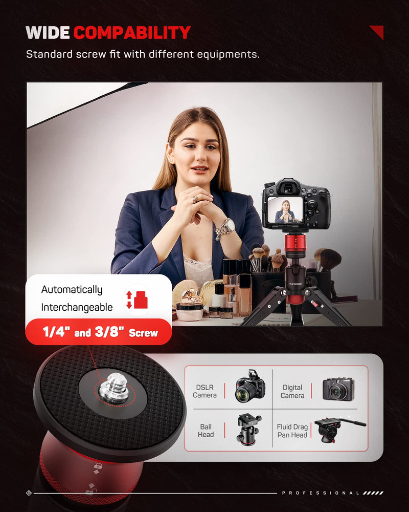 IFOOTAGE Cobra 3 Base Aluminum Desktop Mini Tripod for Camera | Tabletop Small Tripod with 1/4" & 3/8" Screws Compatible with Sony Nikon Canon DSLR Cameras, Payload 17.64lbs CB3 BASE