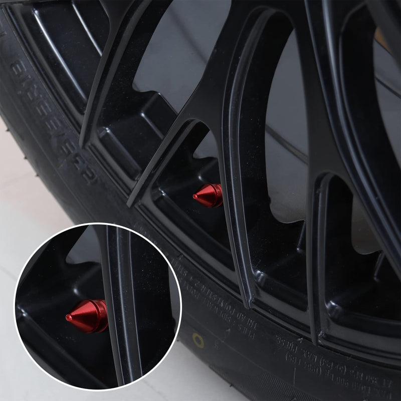 SINGARO Car Tire Valve Caps, 4 Pieces of Universal Aluminum Alloy Tire Trim Accessories Dust Tire Covers for Cars, Trucks, SUVs and Motorcycles(Red) Red