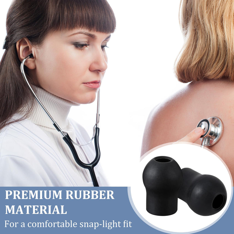 6pcs Stethoscope Ear Tips Replacement, Silicone Stethoscope Ear Pieces, Noise Reduction Earplugs Soft-Sealing Earbuds for Doctors, Compatible with 5MM Stethoscopes - Black Black, 6pcs