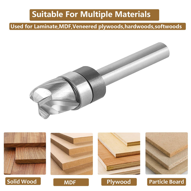 SpeTool Bowl and Tray Router Bit 1/4" Shank, 1/2" Dia 1/4" Radius 3/8" Height, 3-Flute Solid Carbide Pattern Flush Trim Router Bit, Round Nose for Wood Dish Bowl Carving 1/4"Radius 3/8"Height
