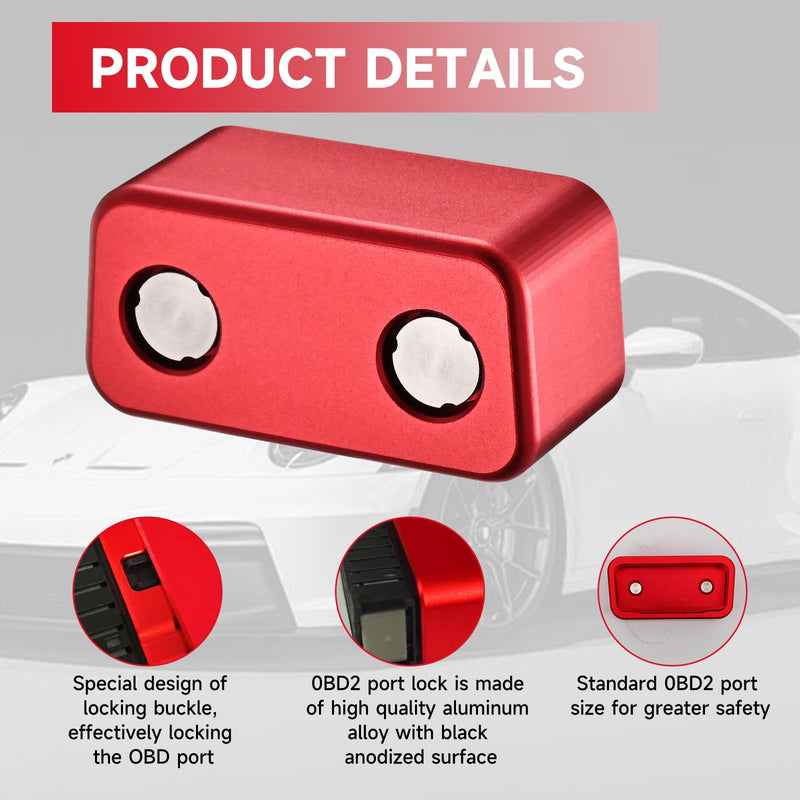 OBD2 Port Anti-Theft Lockout Tool, OBD Port Protector for Cars/SUVs/Trucks、obd2 Lock Anti Theft Protector (red)