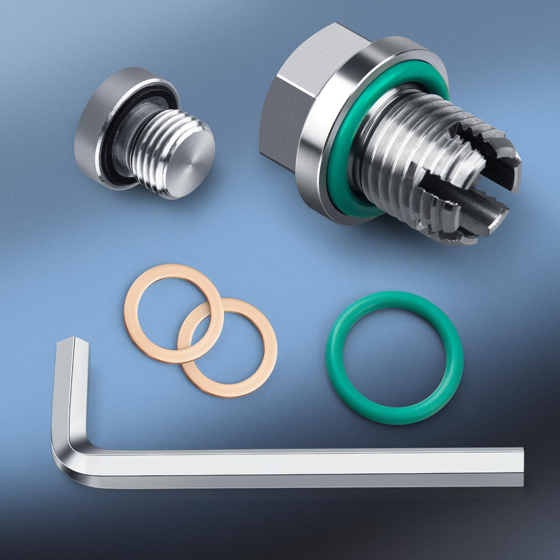 M14.1-1.5 x 15mm Oversize Piggyback Oil Drain Plug, Stainless Steel Self Tapping Oil Pan Thread Repair Kit M14.1-1.5 x 15mm