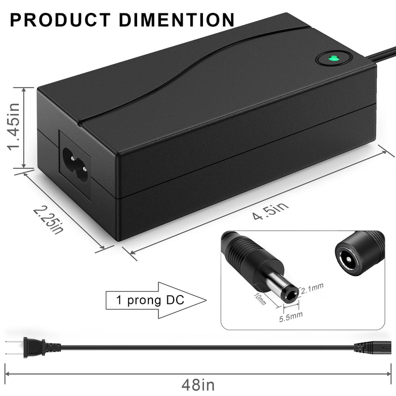 42V 2A Charger Replacement for Gotrax Electric Scooter 1 Prong with 5.5mm tip Universal Compatible with 36V Li-ion Battery Jetson Go Trax G2 G3 G4,GXL V2,Rival,XR Ultra/Elite,Apex