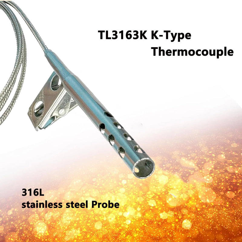 TL3163K k-Type thermocouple air Probe Stainless Steel Open Hole Clip for Air Temperature -40°F to 890°F