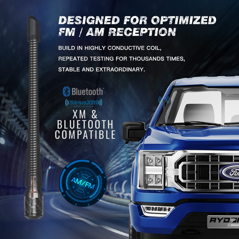 RYDONAIR Short Antenna Compatible with Ford F150 2009-2025 & Ford Bronco 2021-2025, Internal Copper Coil for Enhanced Reception, Car Wash Proof, 7 inches Rubber Antenna Replacement Ford F150 Raptor 2009+ & Ford Bronco 2021+