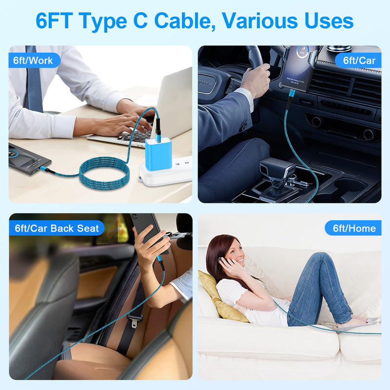  [AUSTRALIA] - Motorola Fast Charger Cable USB C 2 Pack 6ft 3.1A Android Charger Power Charging Cord for Motorola Moto G Stylus 5G 2024,G Power,G 5G,Edge 2023 Razr,G Play 2022 2021,Edge 50 Ultra X50 40,One 5G Ace
