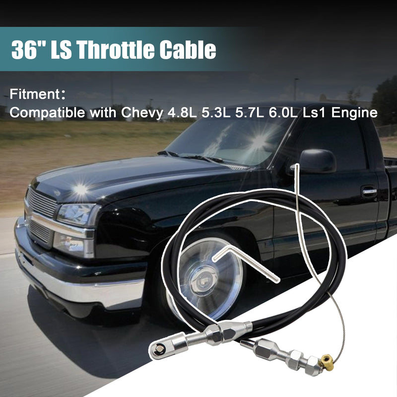 GXARTS 36" LS Throttle Cable Compatible with Chevrolet 1997-2007 LS1 Engine 4.8L 5.3L 5.7L 6.0L LS Swap Fuel Line Kit Carburetor Accelerator Cable Braided Throttle Cable for most throttle components