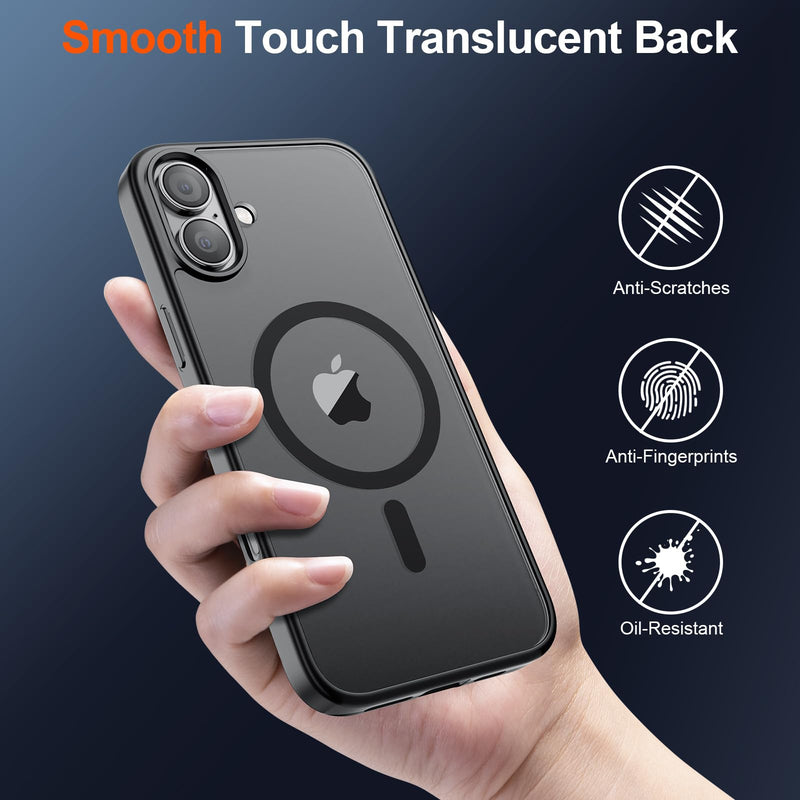Compatible with iPhone 17 Phone case Magnetic (Compatible with MagSafe) (Military Grade Anti Drop Protection) semi Transparent Matte Shockproof and Anti Fingerprint Phone case 2026