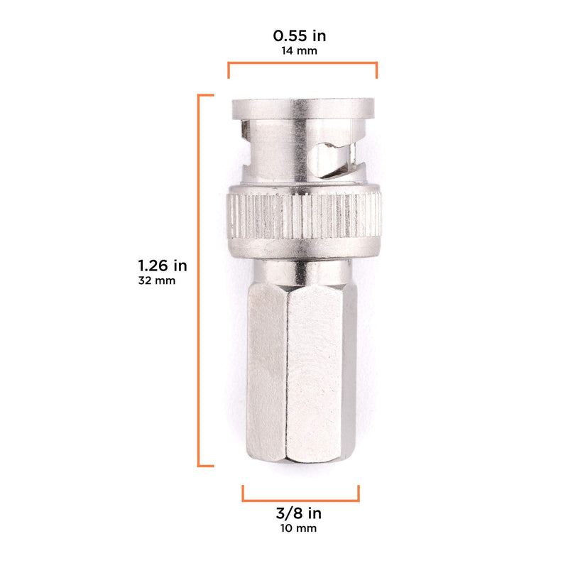 THE CIMPLE CO RG59 Coaxial Cable Connector, Screw On (Twist On) - SDI, HD-SDI, CCTV, Security, Video Card, Camera, Solderless - RG59 - Pack of 10 10 Pack Silver RG59