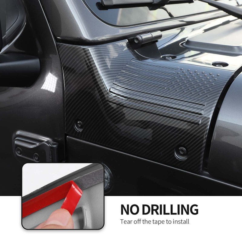 CheroCar for Jeep JL Cowl Cover Body Armor Exterior Accessories for 2018-2022 Jeep Wrangler JL JLU & Jeep Gladiator JT 2/4 Door, (Carbon Fiber)… Carbon Fiber