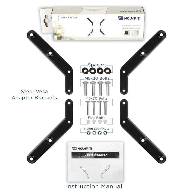Mount-It! VESA Mount Adapter Kit | TV Wall Mount Bracket Adapter Converts 200x200 mm Patterns to 300x300 and 400x400 mm | Fits Most 32 Inch to 55 Inch TVs | Hardware Included