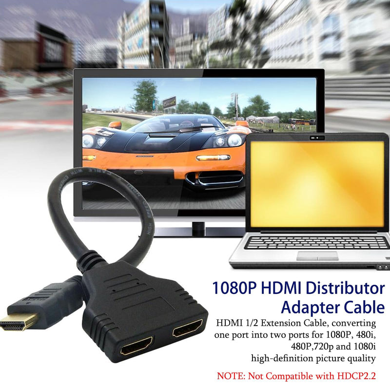 Dual HDMI Adapter for 2 Monitors, HDMI Splitters 1 in 2 Out, Male to Double Female HDMIs Adapter for TV LCD DVD HDTV Player Projector Dual Monitors, HDMI Splitters 1 in 2 Out