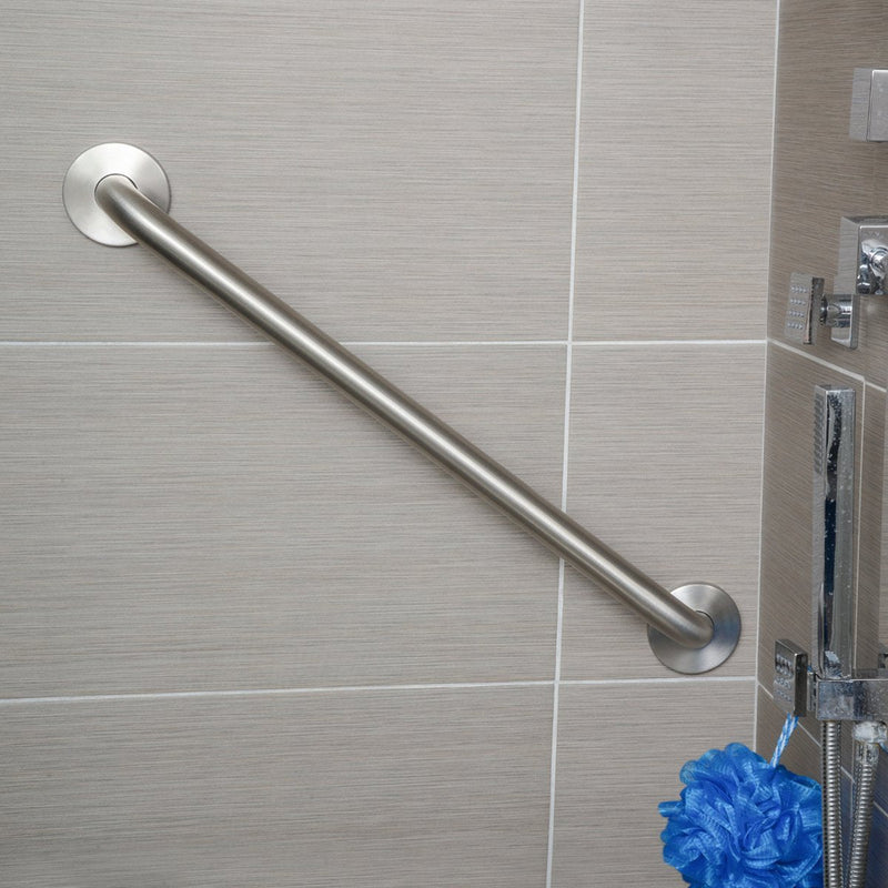 Amazon Basics Bathroom Safety Handicap Grab Bar, 16 Inch Length, 1.25 Inch Diameter, Sturdy Support, Holds up to 500LBs, ADA Compliant, Stainless Steel 1.25-Inch Diameter