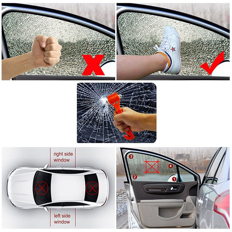 4 PCS Car Safety Hammer Auto Car Window Glass Hammer Breaker and Auto Safety Seatbelt Cutter 2-in-1 Emergency Escape Tool L-4pack