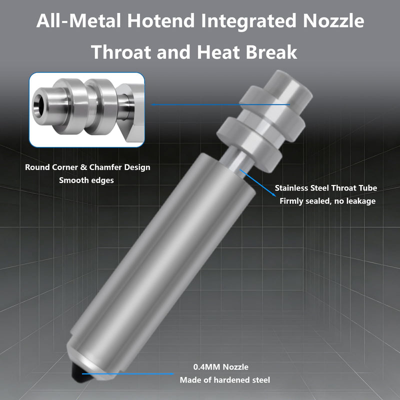 5PCS Kobra 4/Kobra X Nozzle 0.25/0.4/0.6/0.8MM, Integrated Quick Swap Hardened Steel Nozzle High Speed All Metal Hot End Throat Tube Nozzle Replacement Kit for Anycubic Kobra X,Kobra 4 3D Printer 5PCS Muilt Size Nozzle