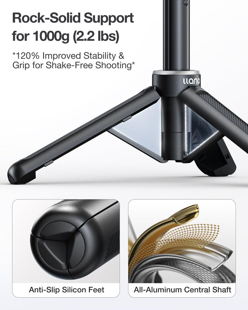 Llano 16" Action Camera Tripod for Gopro Hero 13/12/11/10/9/8, Max 2/1, Extendable Mini Tripod, Standard Mount for Gopro, Portable Handle Grip, Small Selfie Stick, Lightweight, Black For Gopro Hero 8-13,Max