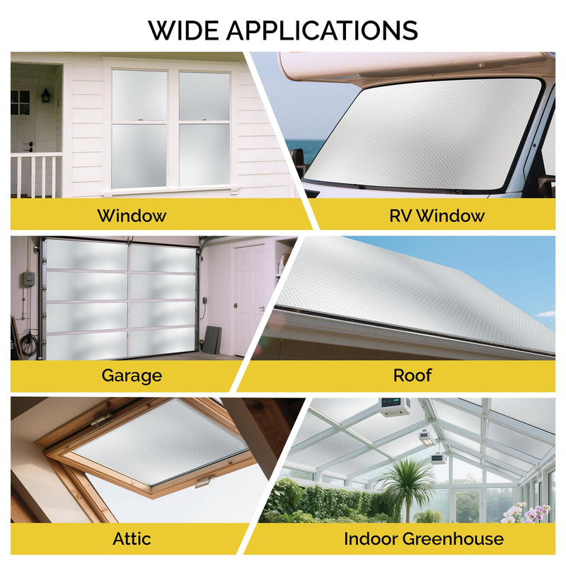 fowong Reflective Bubble Insulation Sheet, Double Side Window Insulation for Summer Heat, 48" x 10 Ft Aluminum Foil Bubble Shield, Sun Reflector for Window, RV, Garage Door, Roof 48" x 10 Ft X 3mm