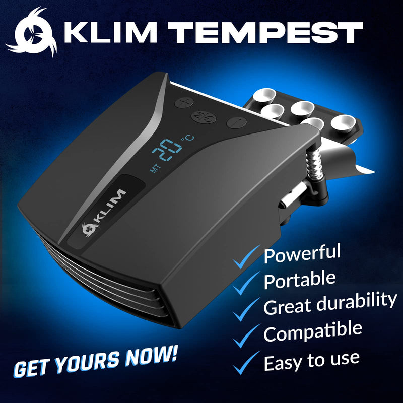 KLIM Tempest Laptop Cooler with Vacuum Fan - New - Gaming Laptop Fan with Display - Temperature Detection + Automatic/Manual Mode - 4000 RPM - Portable - Compatible with Laptop Cooling Pads | Automatic Temperature Detection, Thirteen Speed Levels, Acce...