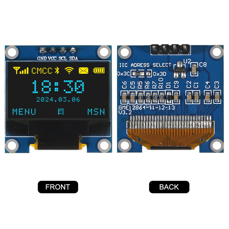 AITRIP 10 Pieces 0.96 Inch OLED I2C IIC Display Module 12864 128x64 Pixel SSD1306 Mini Self-Luminous OLED Screen Board Compatible with Arduino Raspberry Pi(Blue and Yellow) Blue and Yellow