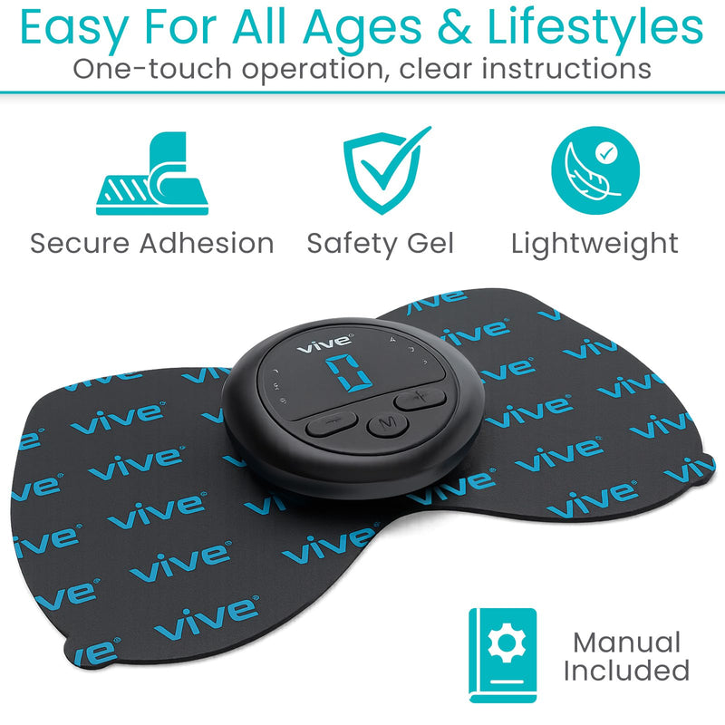 Vive 6 Mode Wireless Tens Unit - Muscle Stimulator for Pain Relief Therapy and Muscle Recovery - Portable, Cordless TENS & EMS Machine with 2 Electrode Pads, LED Display & Adjustable Intensities