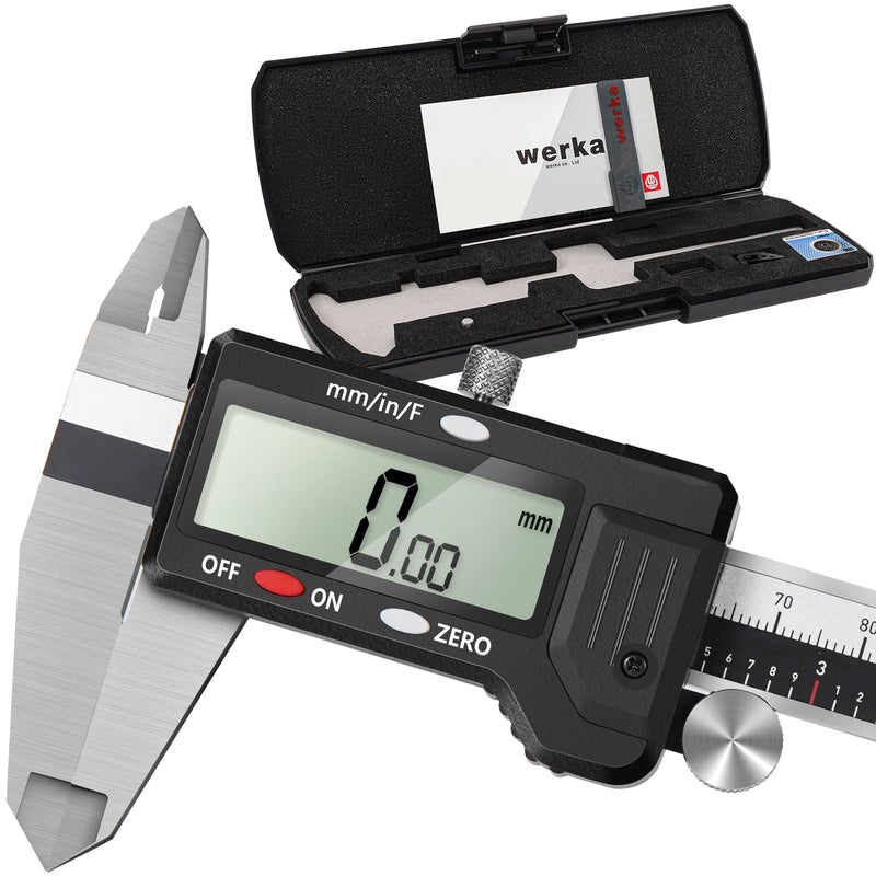Digital Caliper, 0-6” Calipers Measuring Tool, Auto-Off Micrometer Caliper with 0.001”High-Accuracy,Inch/Fraction/Millimeter Conversions Button,4 Measuring Ways, Stainless Steel Construction WK6000150