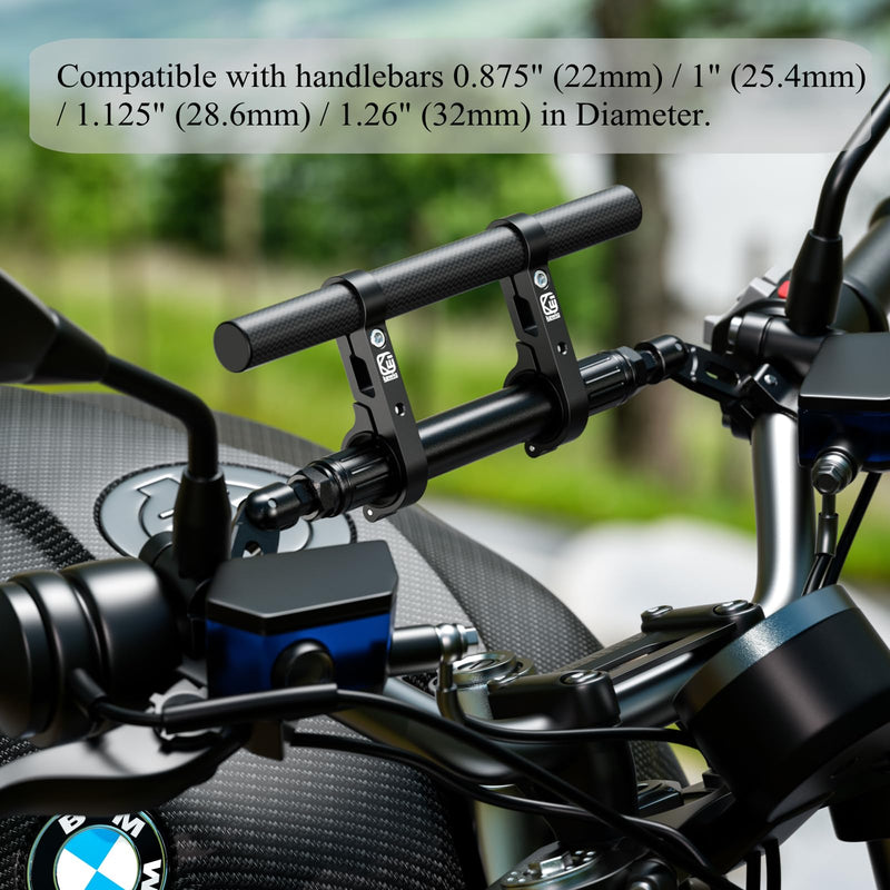 BRCOVAN Carbon Fiber Handlebar Extender Extensions with Aluminum Alloy Clamp Mounting Base Fit on 0.875'' / 1'' / 1.125'' / 1.26'' Handlebars Cross Bars for Bike Bicycle Motorcycle Scooter