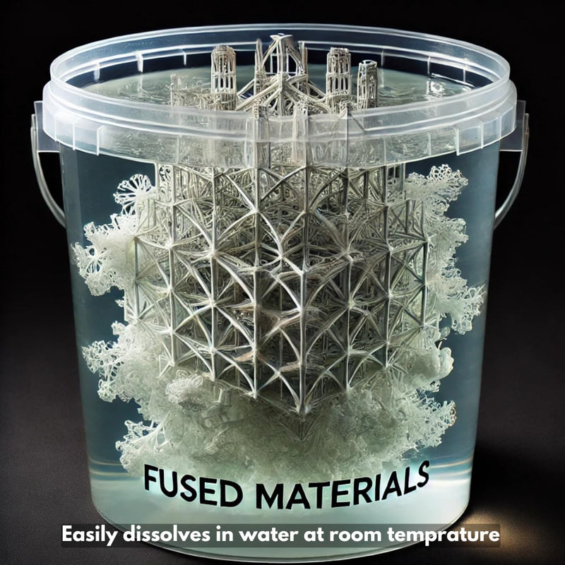 Fused Materials PVA Filament 1.75mm – Water-Soluble Support Material for 3D Printing – Compatible with Bambu Lab, Polymaker, Overture, and More – Works with PLA, PETG, Nylon, ABS – Clear & Transparent Clear, 1.75mm, 0.5kg
