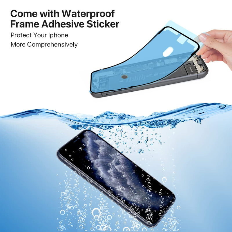 for iPhone 11 Pro Max Screen Replacement HD 6.5" LCD Display and 3D Touch Digitizer Assembly with Repair Tools, Waterproof Tape, Screen Protector, and True Tone for A2161, A2220, A2218 for iphone 11 PRO MAX--6.5''