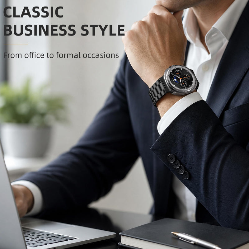 Lerobo Metal Band for Samsung Galaxy Watch 9/8 40mm 44mm,8 Classic 46mm | No Gap Stainless Steel, Double Folding Clasp Strap (6.2"-9.25") for Men Women Business,Casual,Office, Meetings Black