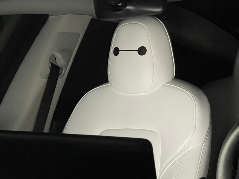 Tesla Seat Eye Decals - Set of 6 - Tesla seat Stickers - Model S 3 X Y - Baymax Big Hero 6 Inspired - Includes Transfer Tape - Compatable with Most VR Headsets.