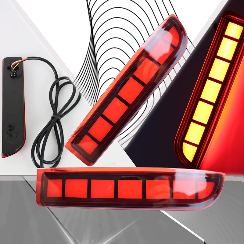  [AUSTRALIA] - Full LED Rear Bumper Reflectors Fog Brake Tail Light Lamps Compatible with Toyota Rav4 2006-2012/Scion xD 2008-2014 Turn Signal Feature Accessories (Red) Red