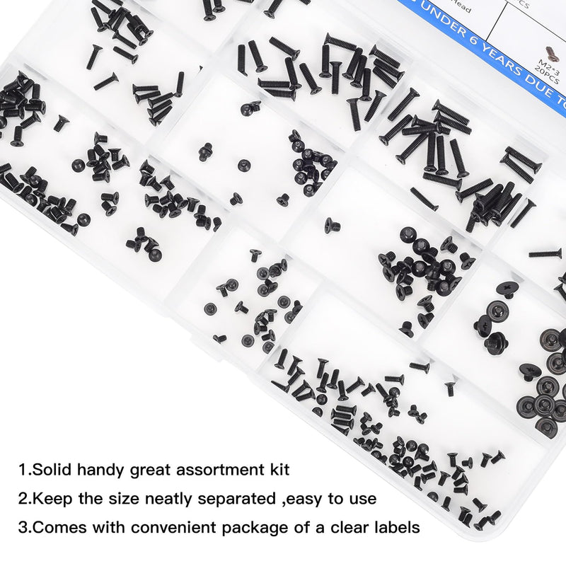 300PCS Computer Notebook Laptop Screws Assortment Kit, 12 Sizes M2.5 M2 M3 Laptop Screws for Lenovo Dell HP Asus Samsung Toshiba Acer SSD HDD SATA Hard Drive Mounting Repair 300PC