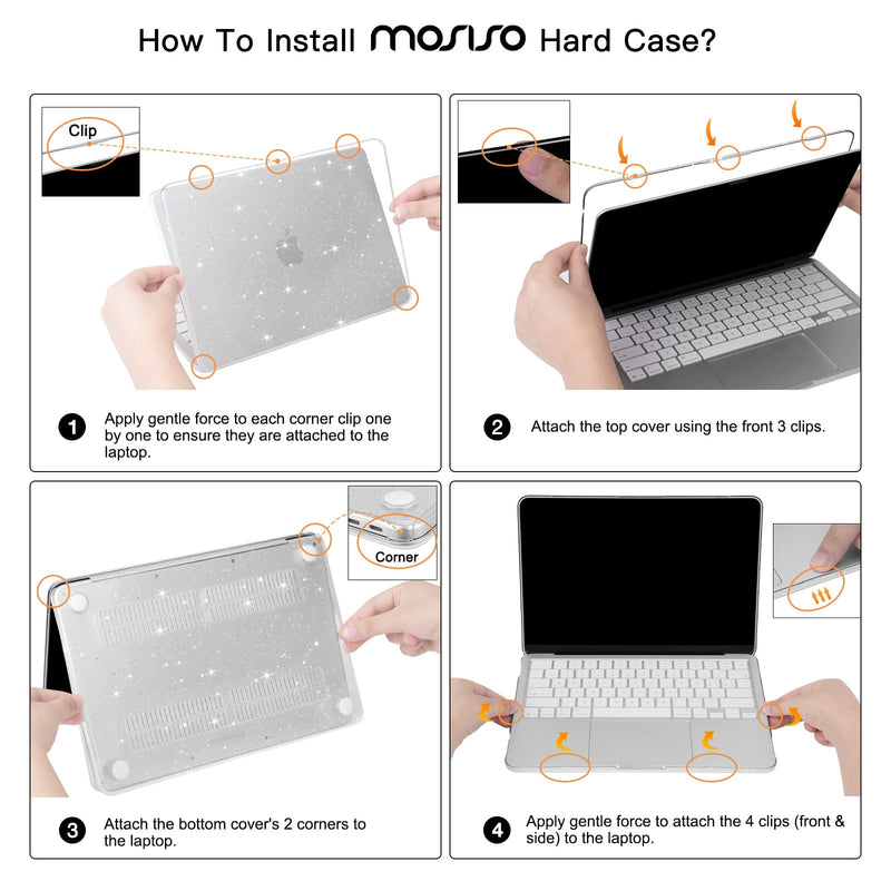 MOSISO Compatible with MacBook Neo Case 13 inch 2026 A3404 A18 Pro Chip | Crack-Resistant Protective Sparkly Hard Shell Case&Keyboard Cover&Screen Film, Glitter Cover, Blush