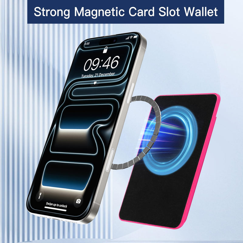 Stronger Magnetic Card Wallet for iPhone 17/16/15/14/13/12 Series | (Not for 13/12 Mini), Stripes Flower Pattern Hard Card Slot Holder Fit 3 Cards Compatible with Magsafe Accessories, Hot Pink Hot Pink (Stripes Flower)