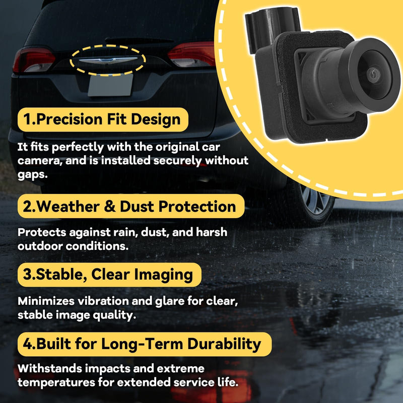Rear Backup Camera Compatible with 2017-2023 Chrysler Pacifica, 2020 2021 2022 Chrysler Voyager, 170° Wide-Angle Rear View Camera Replaces 68227397AH 68227397AE 68227397AG