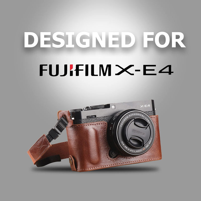 MegaGear Ever Ready Genuine Leather Camera Half Case Compatible with Fujifilm X Series X-E4,Brown,MG1982 One Size Brown