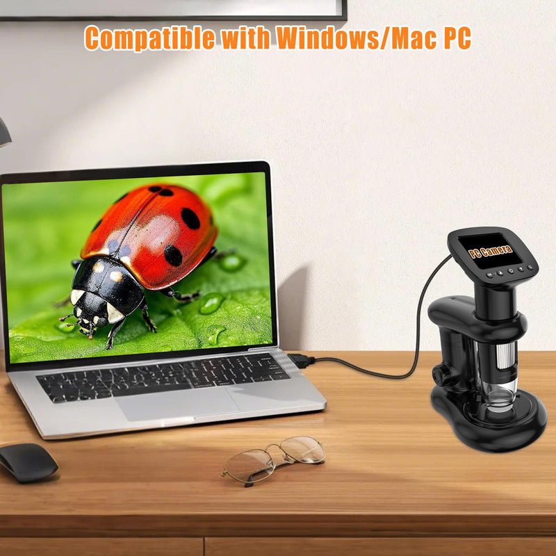 Digital Microscope with 2" Screen for Adults Kids, Coin Magnifier with Light and Stable Stand, Hobbyist Microscope Magnifying Glass 100X, Collector Pocket Jewelers Loupe
