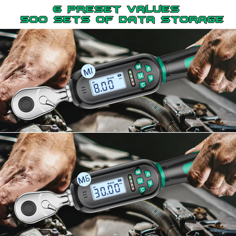 1/4" Drive Digital TorqueWrench, 1.11-22.13 Ft.lb/1.5-30 Nm, Preset Value, Buzzer/LED, ±2% Accuracy, for Gunsmithing, Bike & Motorcycle Maintenance 1/4-Inch 1.1-22.1 Ft-lb/1.5-30 Nm