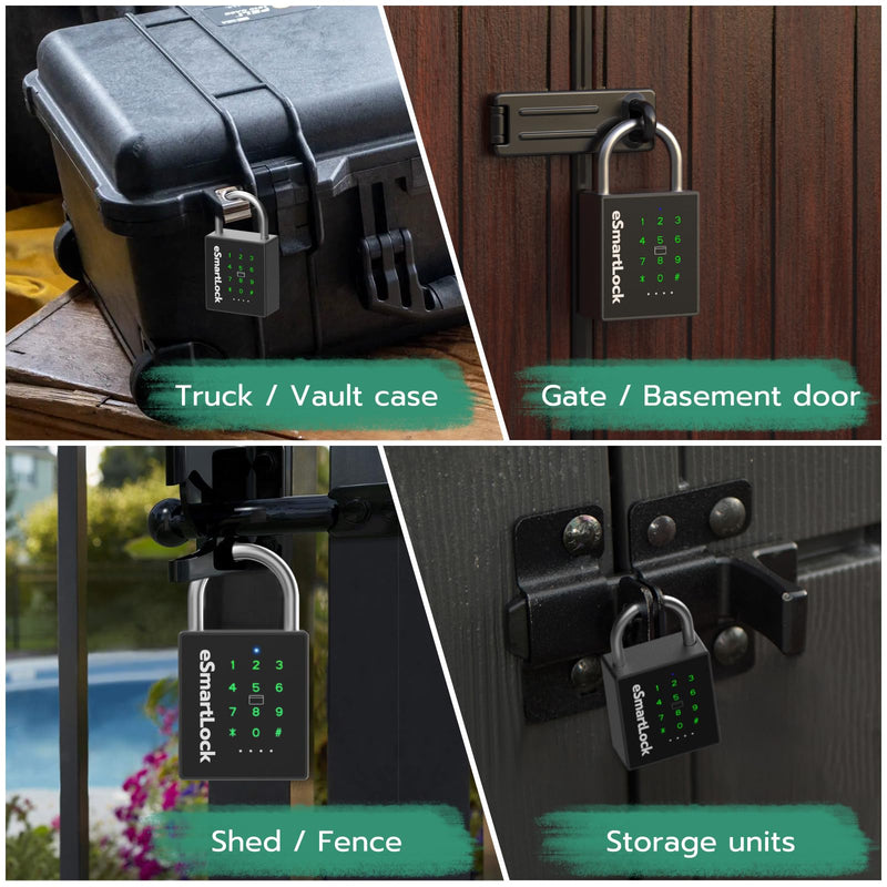 New Smart Padlock with Key, Heavy Duty Combination Padlock, RFID Pad Lock with Codes Bluetooth APP Access, Outdoor Waterproof Electronic Key Lock for Gate Fence Shed Locker Garage Garden Large
